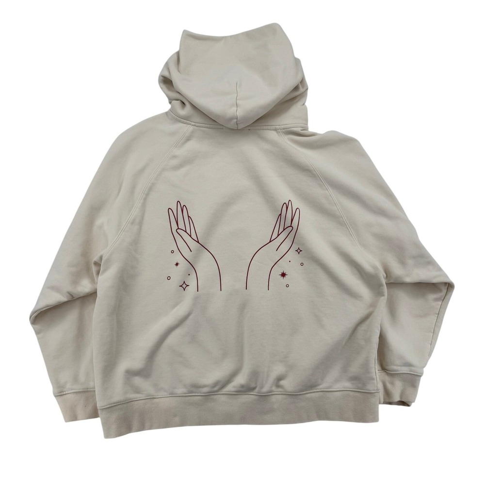 Flat White Hoodie Womens M/L Cream Good Sister Support Project Graphic